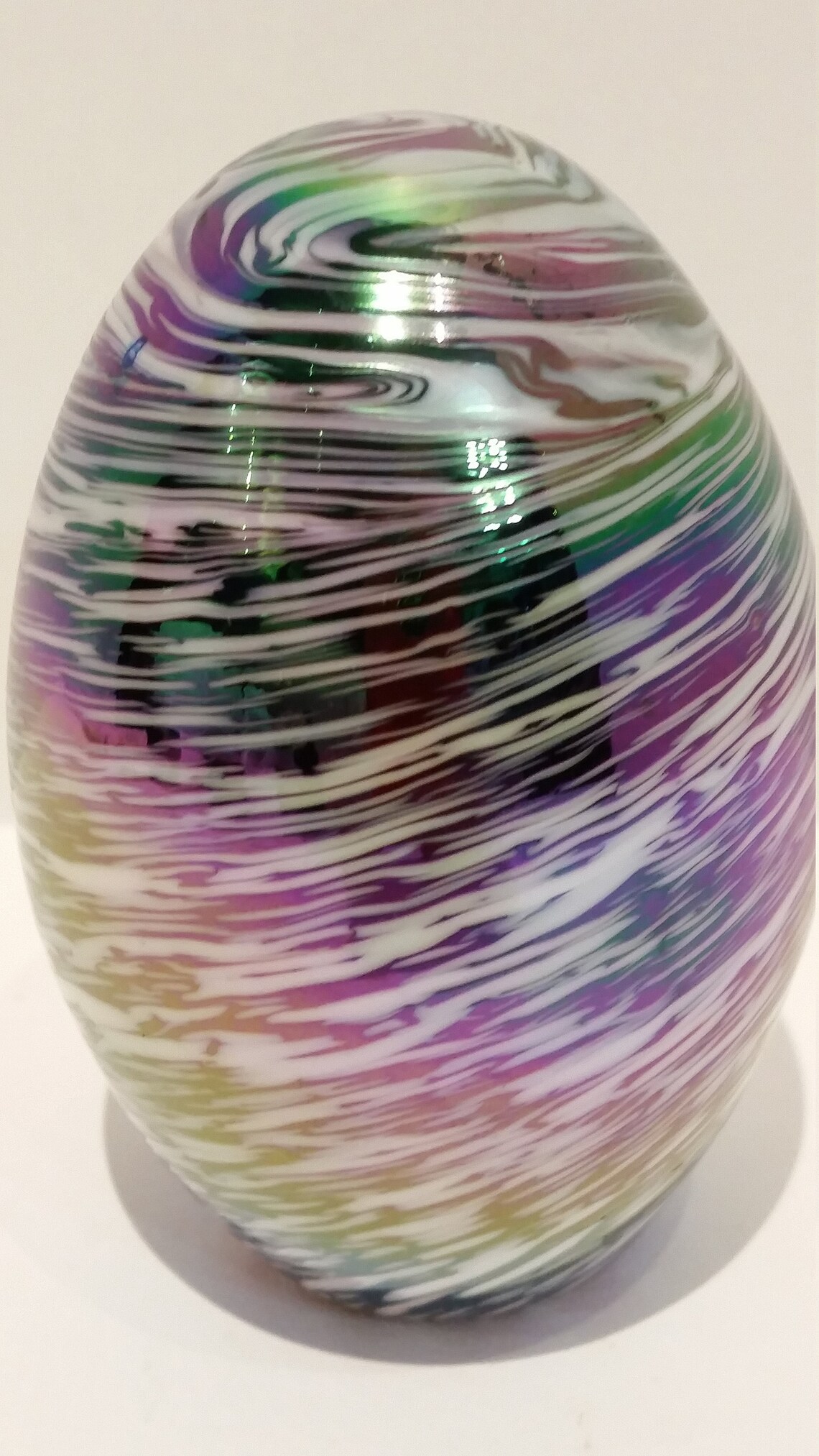 Iridescent Glass Egg Paperweight 3 1/2 tall Etsy