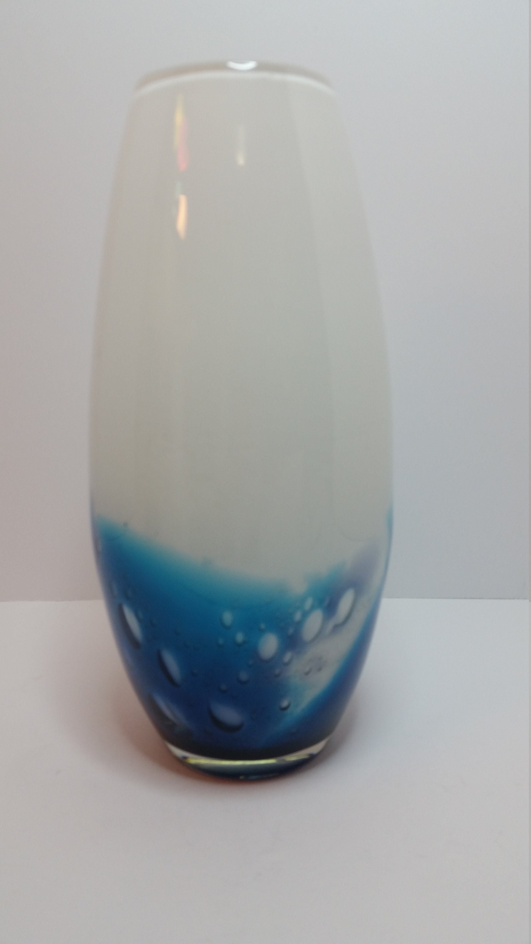 Blue and White Glass Vase with Bubbles 10 Etsy