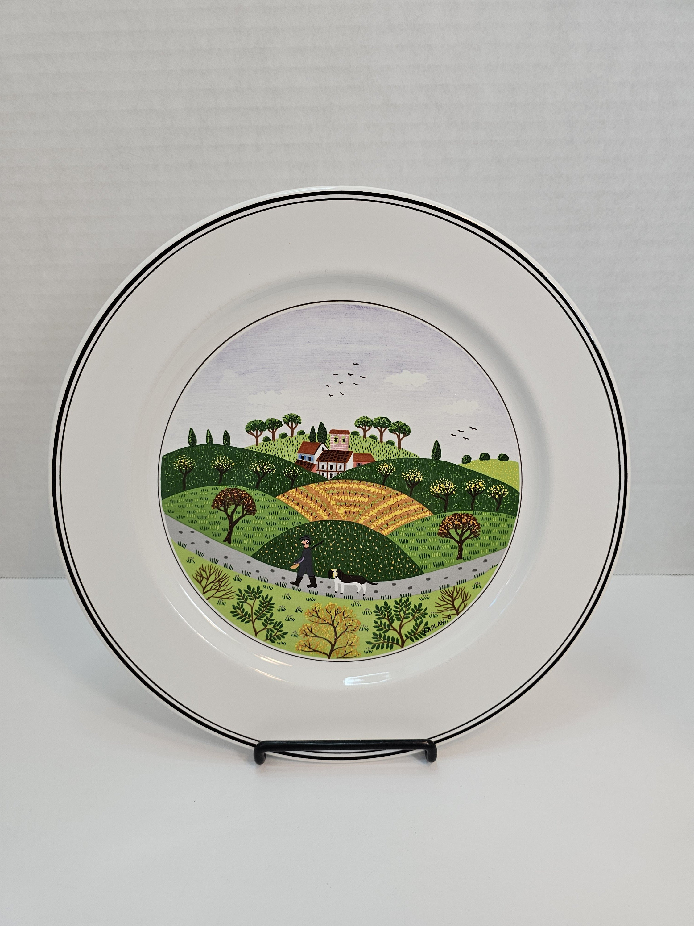 はくちゃん　Villeroy & Boch　ナイーフプレート Villeroy & Boch Design Naif, Hunter and Dog, Dinner Plate