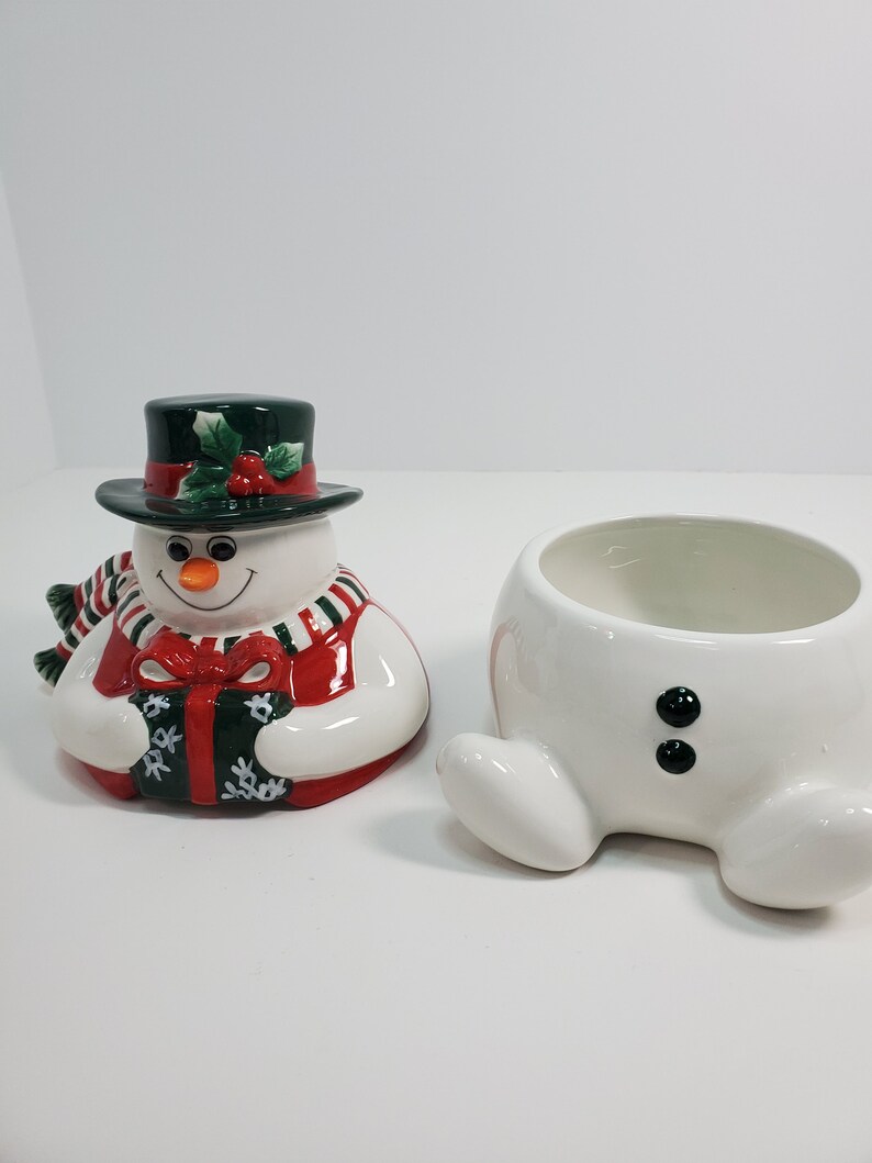 Fitz and Floyd Holiday Snowman Lidded Box Original Box