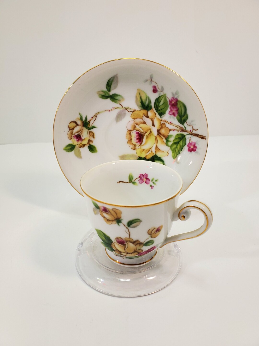 Lynmore Fine China Golden Rose Demitasse Cup and Saucer, Japan Etsy