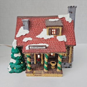 Rayon 56 Pinewood Log Cabin, Snow Village