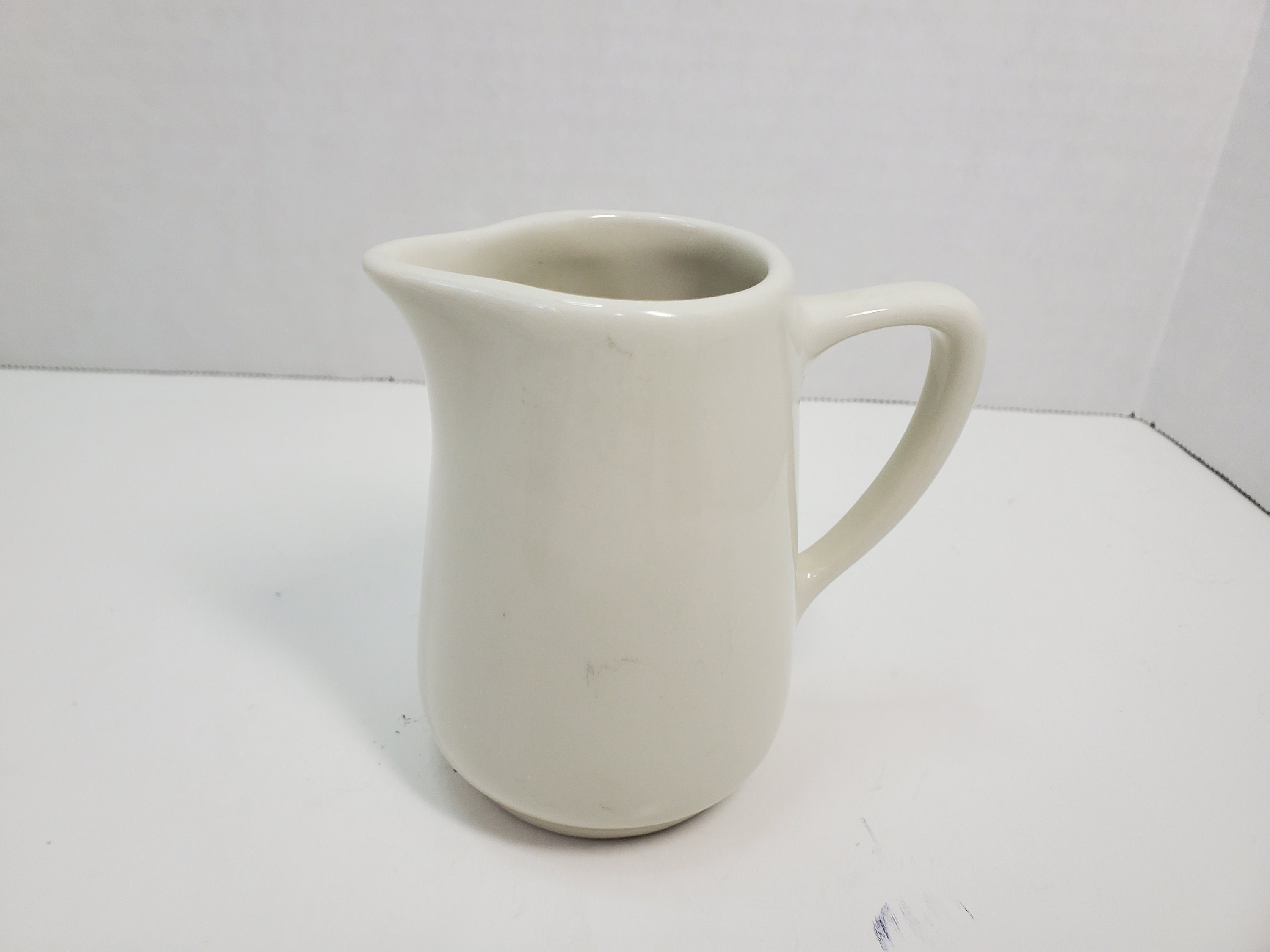 Vintage HALL Pottery USA / Yellow / Milk Creamer Pitcher / Vented Lid /  Small