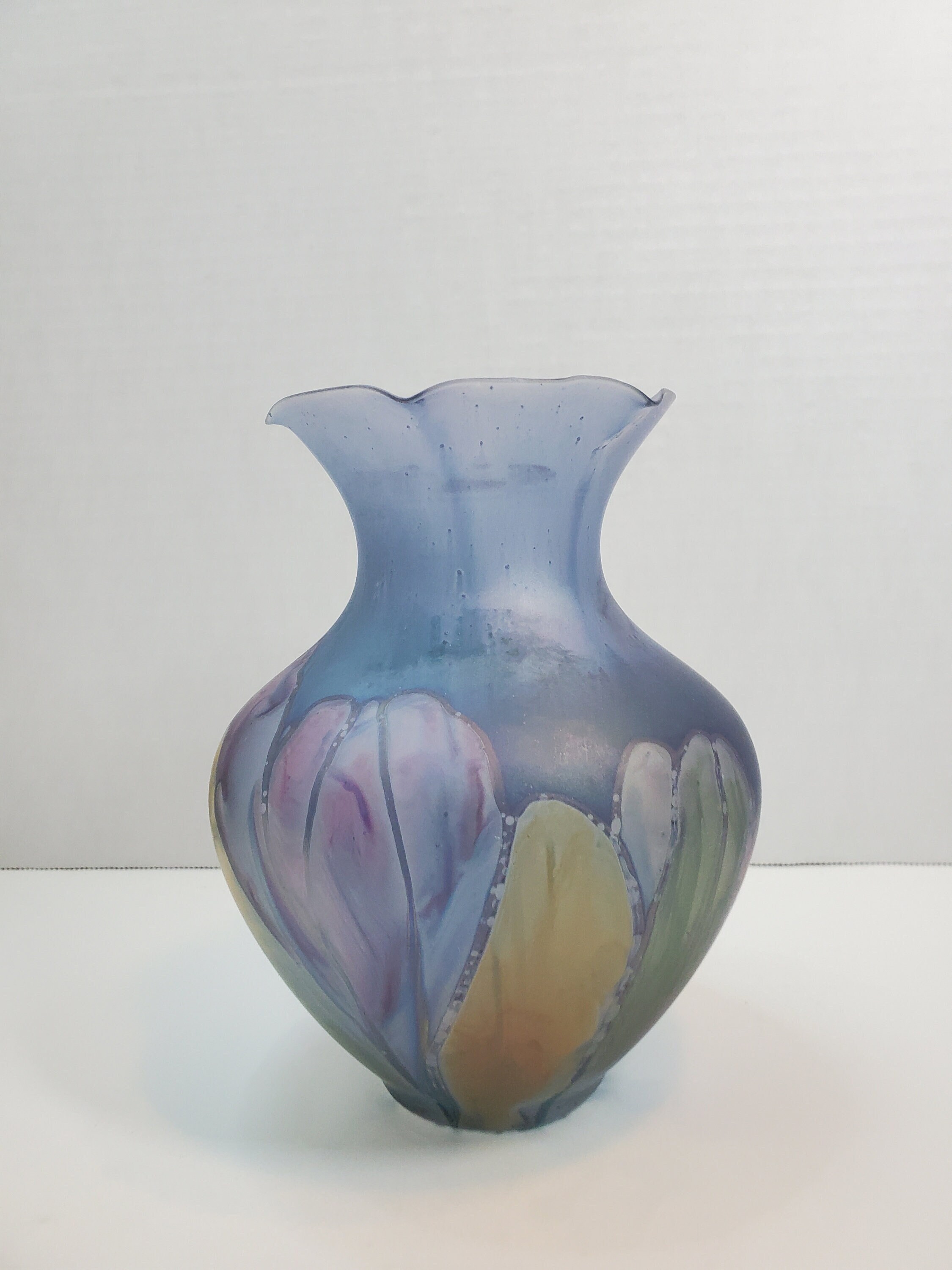 Nouveau Art Glass Hand Painted By Rueven 6 5 Vase Usa Etsy