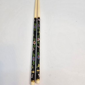 Pair of Black Cloisonne Chop Sticks,  Original Box