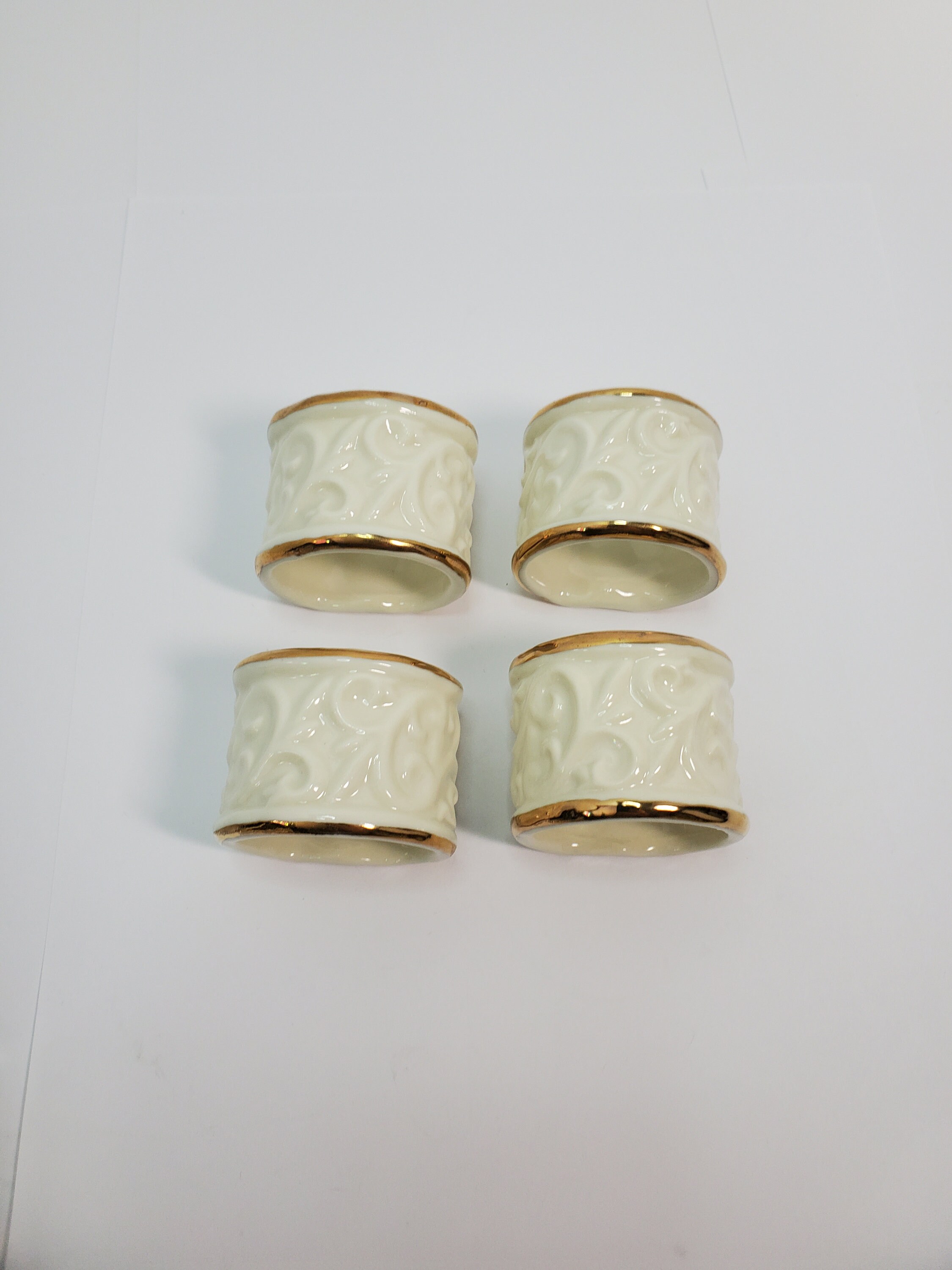 Ivory Porcelain Napkin Rings with Gold Trim Set of 4 Etsy