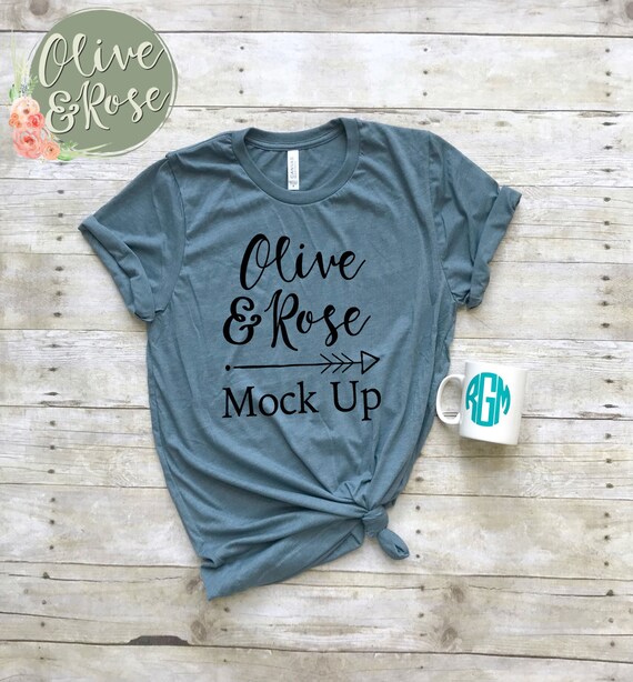 Bella Canvas 3001 Mock Up Heather Slate Blue Unisex