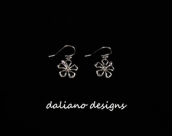 Hibiscus Hook Earrings. Hawaiian & Island inspired jewelry designs. 925 Sterling Silver w/ Rhodium plating to prevent tarnish.
