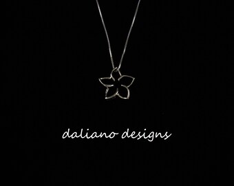 Plumeria Pendant w/ Chain.  Hawaiian & Island inspired jewelry designs.  925 Sterling Silver w/ Rhodium Plating to prevent tarnish.
