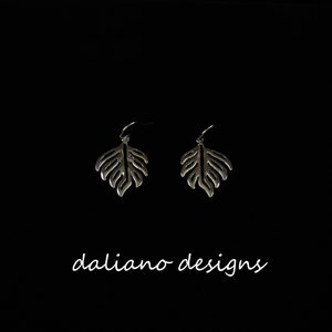Monstera Leaf Hook Earrings. Hawaiian & Island inspired jewelry designs. 925 Sterling Silver w/ Rhodium plating to prevent tarnish.