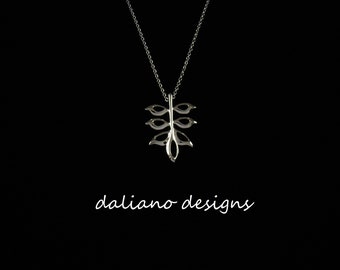 Heliconia Pendant 1.25"Length w/ Chain. Hawaiian inspired jewelry design. 925 Sterling Silver w/ Rhodium plating to prevent tarnish.
