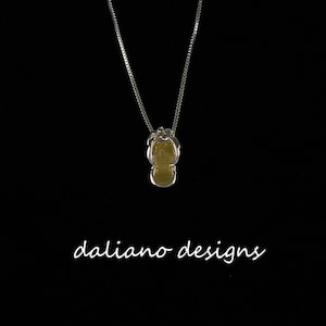 Plumeria Slipper Pendant (16mmL flower) w/ Chain. Hawaiian inspired jewelry design. 925 Sterling Silver w/ Gold Plating.