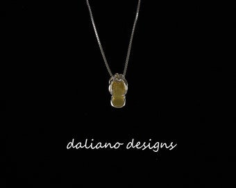 Plumeria Slipper Pendant (16mmL flower) w/ Chain. Hawaiian inspired jewelry design. 925 Sterling Silver w/ Gold Plating.