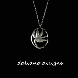 Bird of Paradise Pendant w/ Chain.  Hawaiian & Island inspired jewelry designs.  925 Sterling Silver w/ Rhodium Plating to prevent tarnish.