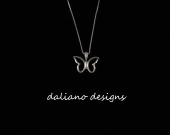 Butterfly (Pulelehua) 0.50"L Pendant w/ Chain. Hawaiian inspired jewelry. 925 Sterling Silver w/ Rhodium plating to prevent tarnish.