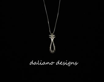 Pineapple Marcasite 1.25"L Pendant w/ Chain. Hawaiian inspired jewelry designs. 925 Sterling Silver w/ Rhodium Plating to prevent tarnish.