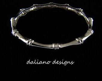 Bamboo 8mmW Bangle. Hawaiian & Island inspired jewelry designs. 925 Sterling Silver w/ Rhodium plating to prevent tarnish.