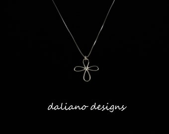 Cross Pendant, Infinity 23mmL w/ Chain. Faith based inspirational jewelry. 925 Sterling Silver w/ Rhodium plating to prevent tarnish.