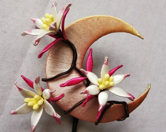 50mm Love between fairy and devil hand made brooch, silk thread wrap brooch, Chinese Ronghua, intangible cultural heritage art made brooch
