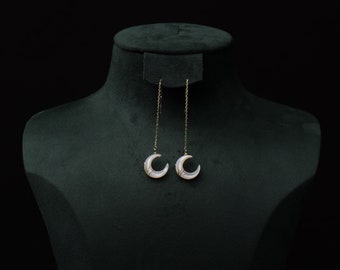 Love between fairy and devil earing/ necklace/ brecelet, S925 gold plated jewelry, Crescent moon earing, Can Lan Jue, Dong fang qing cang,