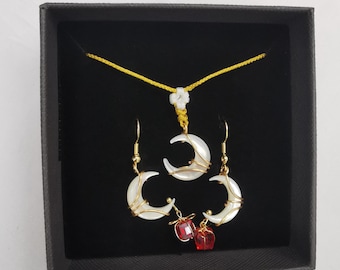 Hand Made Love between fairy and devil Christmas gift box necklace, Can Lan Jue crescent moon necklace,