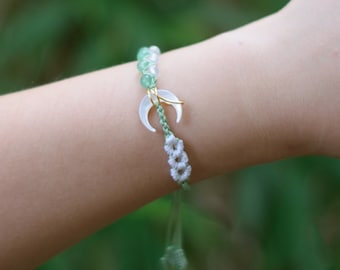 Hand knotted Love between fairy and devil beads bracelet, Can Lan Jue crescent moon bracelet, fairy orchid inspired bracelet, yu shuxin