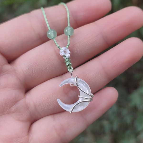 Collier Amour entre fée et diable noué à la main, collier croissant de lune Can Lan Jue, collier inspiré d'orchidées féeriques, wang he di