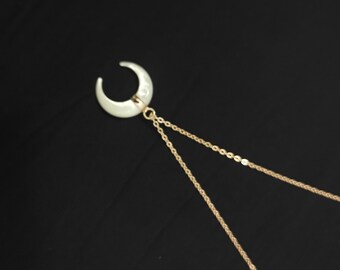 Crescent moon necklace, 20MM, White, Christmas Gift, Gift For Her