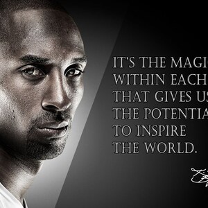May include: Black and white portrait of a man with a quote that reads "It's the magic within each of us that gives us the potential to inspire the world."