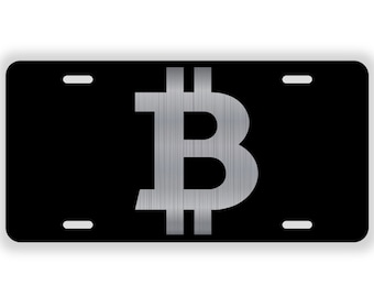 Bitcoin B Black Laser Etched Metal License Plate Crypto Cryptocurrency Christmas Gifts Birthday Presents | LP002