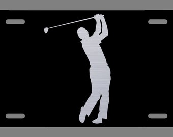 Golf Black Laser Etched Metal License Plate Gift Golfer Christmas Present | Premium Quality | 12-Inch By 6-Inch | LP027