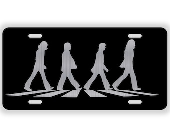 The Beatles Abbey Road Black Etched License Plate Paul McCartney John Lennon Ringo Star George Harrison Hey Jude Blackbird Yellow Submarine