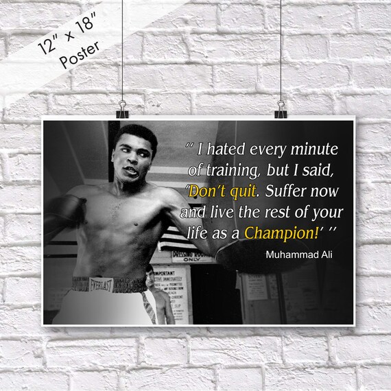 Muhammad Ali Poster Citation Boxe Sports Cite Affiches Etsy France