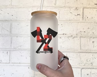 Lumber Zacks Can Cup  | Disney Inspired Can Cup | Glass Tumbler with Bamboo Lid | Disney inspired Cup | Milo Murphys Law