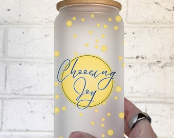 Inside Out 2 Glass Can Cup | Inside Out Emotions Can Cup | Glass Tumbler with Bamboo Lid | Joy Tumbler | Disney inspired Cup | Emotions