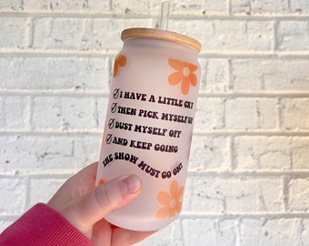 Bluey Inpsired Glass Can Cup | Chilli Inspired Can Cup | Glass Tumbler with Bamboo Lid | Disney inspired Cup | Mothers day | Motivational