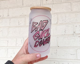 Bad Girl Coven Glass Can Cup | The Owl House Can Cup | Glass Tumbler with Bamboo Lid | Maribel Tumbler | Disney inspired Cup | Valentines