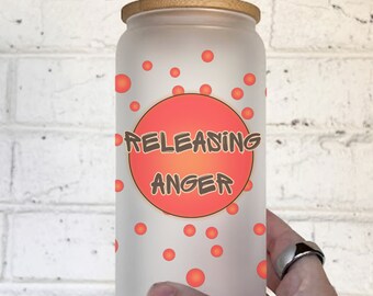 Inside Out 2 Glass Can Cup | Inside Out Emotions Can Cup | Glass Tumbler with Bamboo Lid | Sadness Tumbler | Disney inspired Cup | Emotions