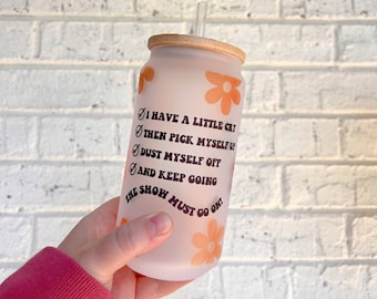 Bluey Inspired Glass Can Cup | Chilli Inspired Can Cup | Glass Tumbler with Bamboo Lid | Disney inspired Cup | Mothers day | Motivational