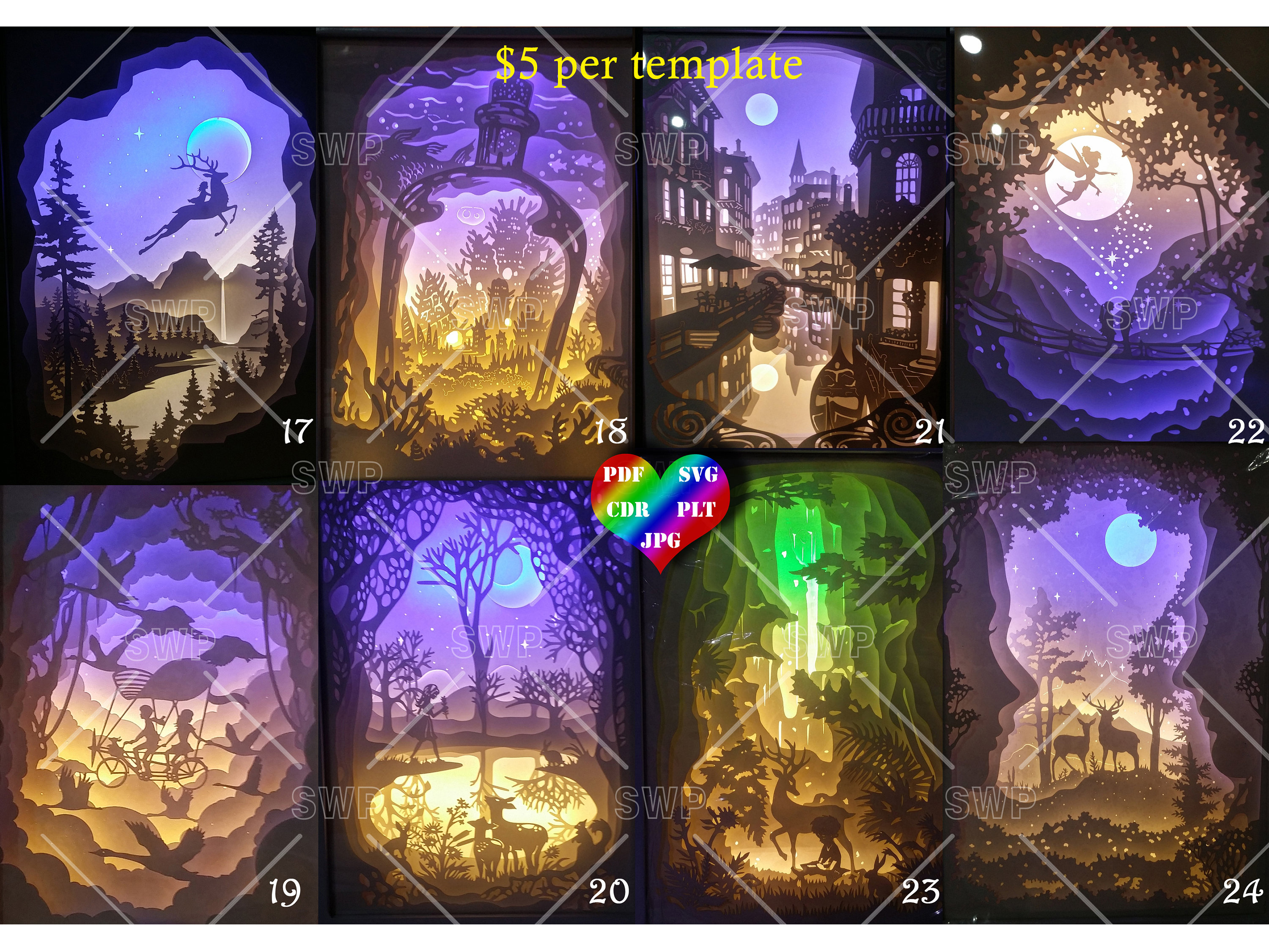 Digital Template for Paper Cut Light Box Etsy