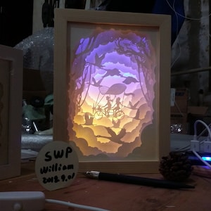 scatole luminose tagliate in carta / luce notturna / regalo