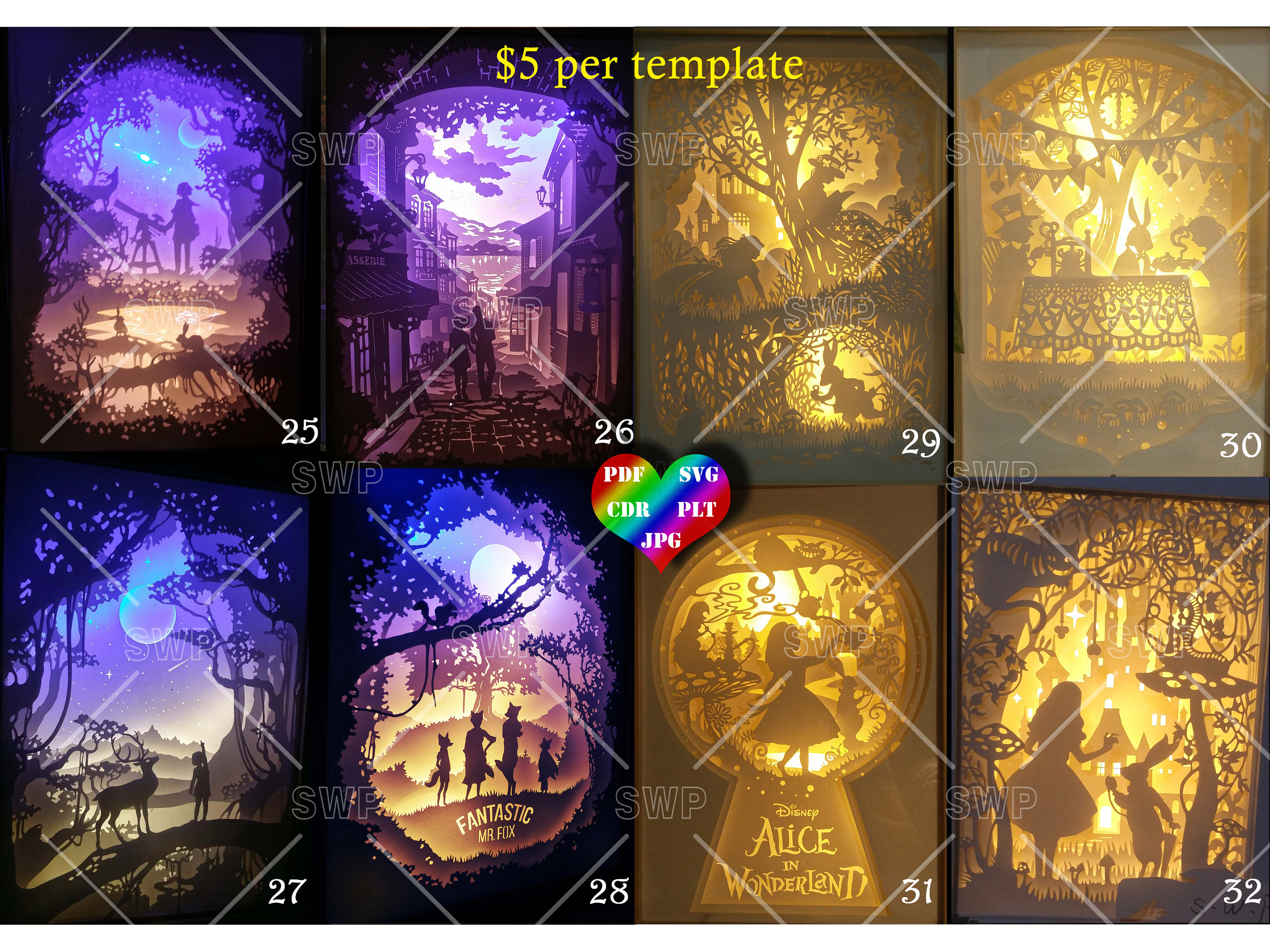 Digital Template for Paper Cut Light Box Etsy