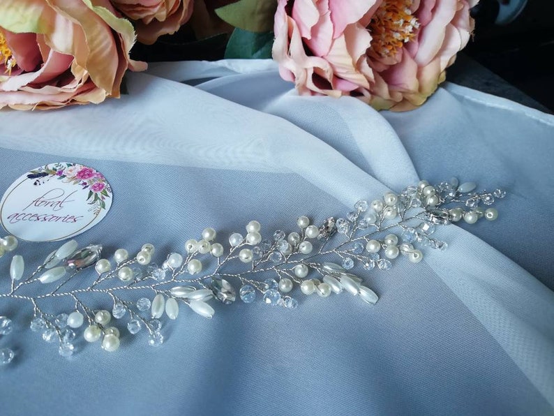 Wedding tiara Bridal set Bridal headpiece Criystal Wedding earrings hair tiara Ivory headpiece earring pearl Rhinestone bridal headpiece