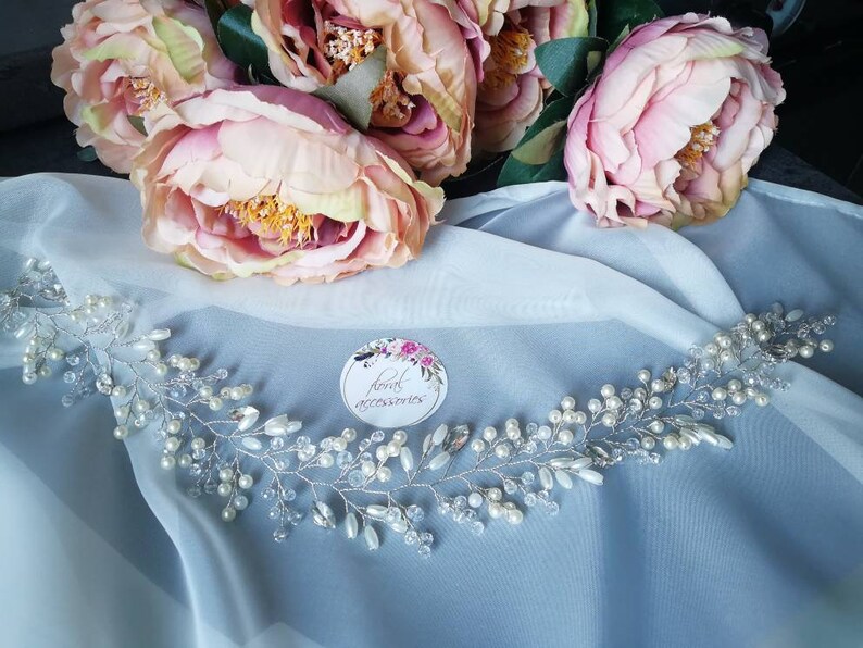 Wedding tiara Bridal set Bridal headpiece Criystal Wedding earrings hair tiara Ivory headpiece earring pearl Rhinestone bridal headpiece