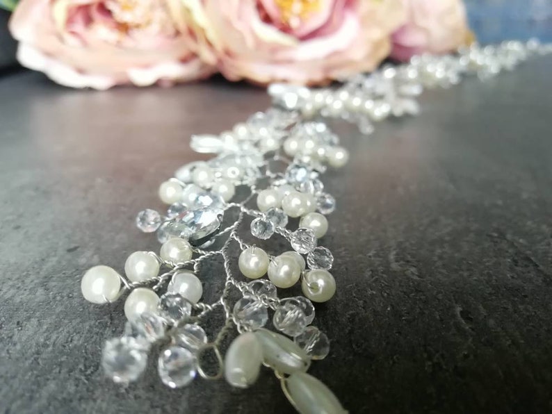 Wedding tiara Bridal set Bridal headpiece Criystal Wedding earrings hair tiara Ivory headpiece earring pearl Rhinestone bridal headpiece