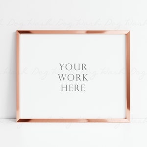 Horizontal rose gold frame, frame mockup, Copper frame, 8x10 Mockup, Stock Image, Horizontal mockup, Horizontal gold frame, Rose gold mockup