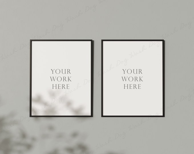 Two frames mockup, canvas mockup, Shadow overlay, Light overlay frame, Two mock up, Two vertical, Vertical two frame, Mockup stock photo