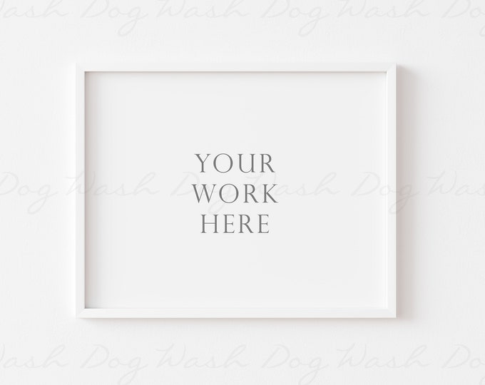 Mock up frame, White horizontal mock up, Horizontal, White frame, Picture frame mockup, Horizontal poster mockup, Horizontal frame digital