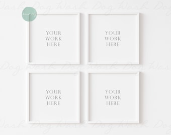 Four square frame mockup, 4 frame mockup, White frame digital, Four digital frame, Four frame mockup, Set of four frames, Four square frames