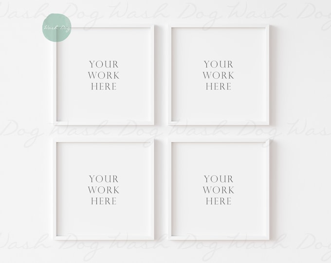 Four square frame mockup, 4 frame mockup, White frame digital, Four digital frame, Four frame mockup, Set of four frames, Four square frames